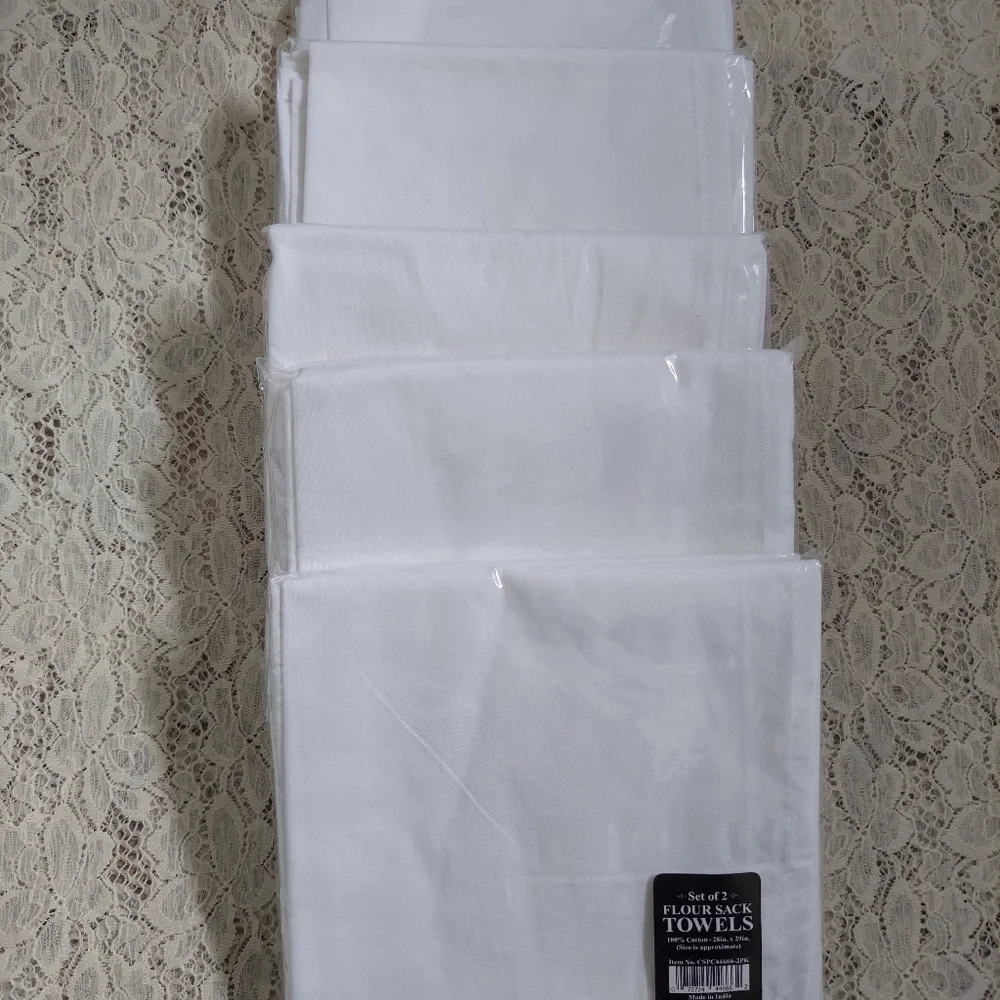 Ten Flour Sack Towels Plain White Dishtowels New in Package - Picture 9 of 9